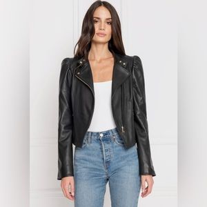 LAMARQUE KAIA LEATHER JACKET WITH PUFF SLEEVES